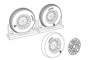 F4U Corsair Block Thread Wheels set